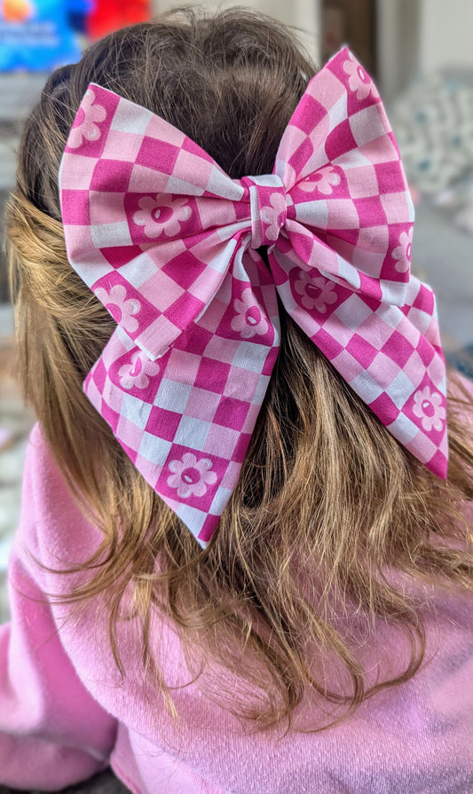 Pink Checkered Bow
