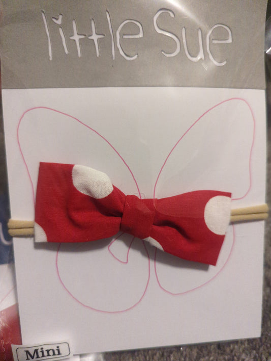 Red with white dots bow- mini