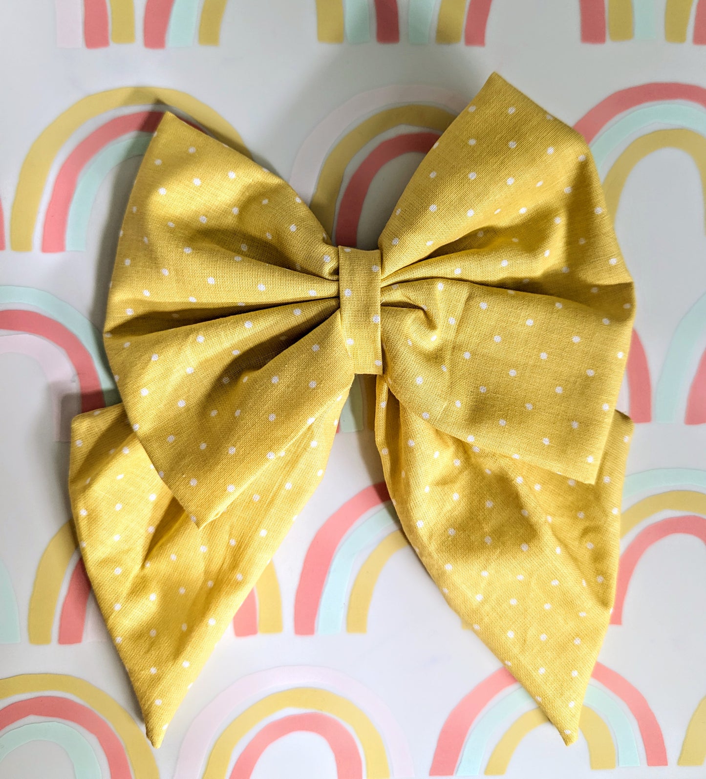 Yellow with white dots-large