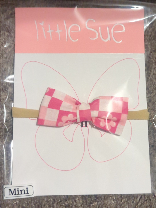 Pink Checkered bow-Mini