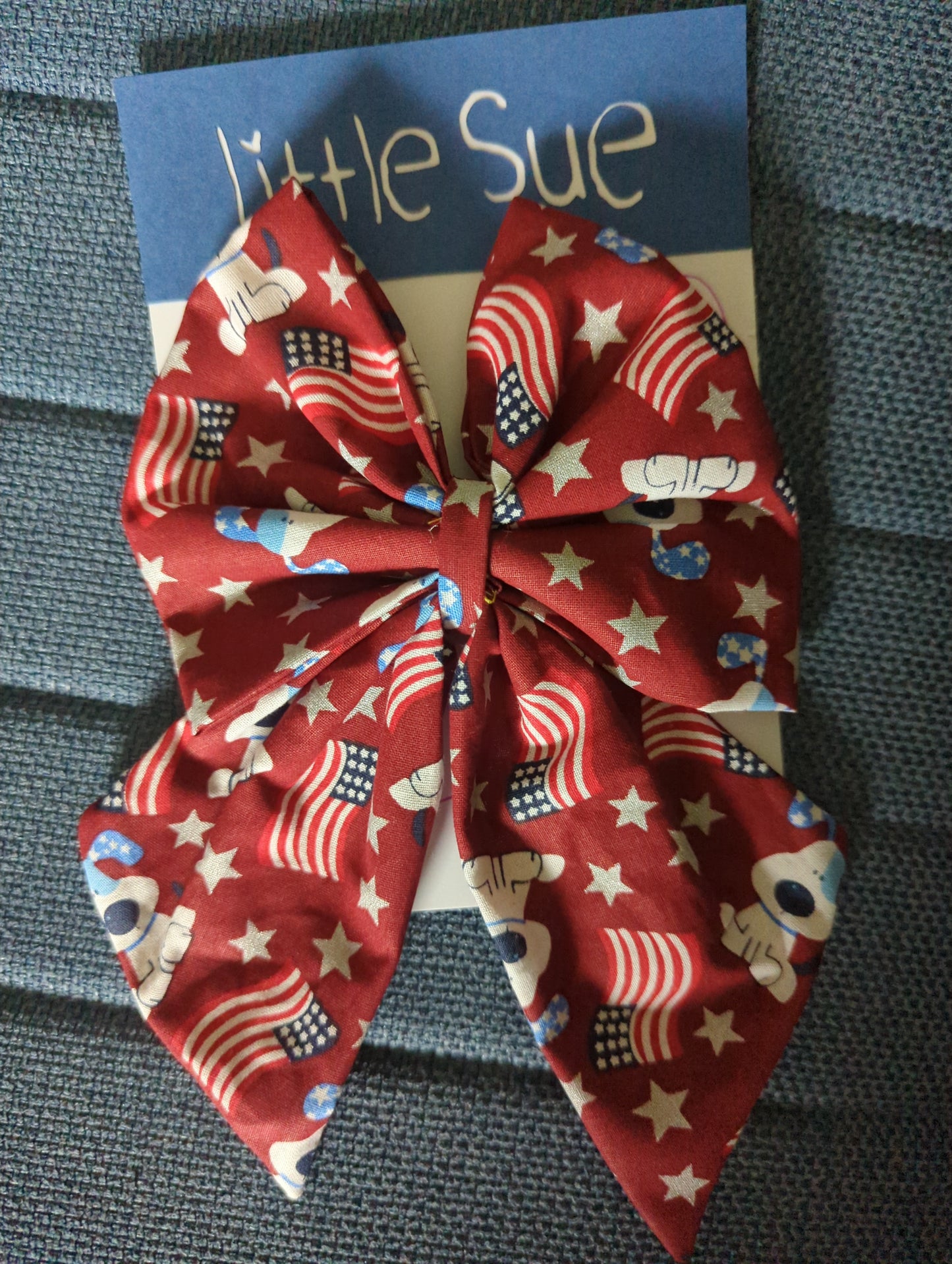 Fourth of July fabric bow -large
