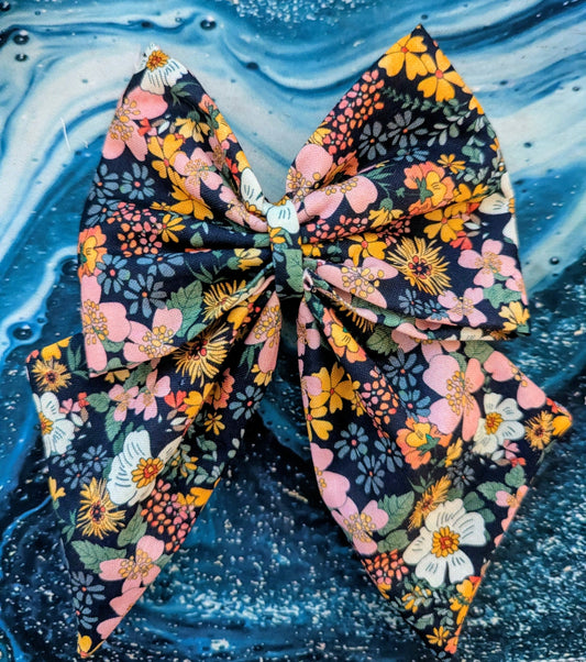 Fall Flowers Bow-medium